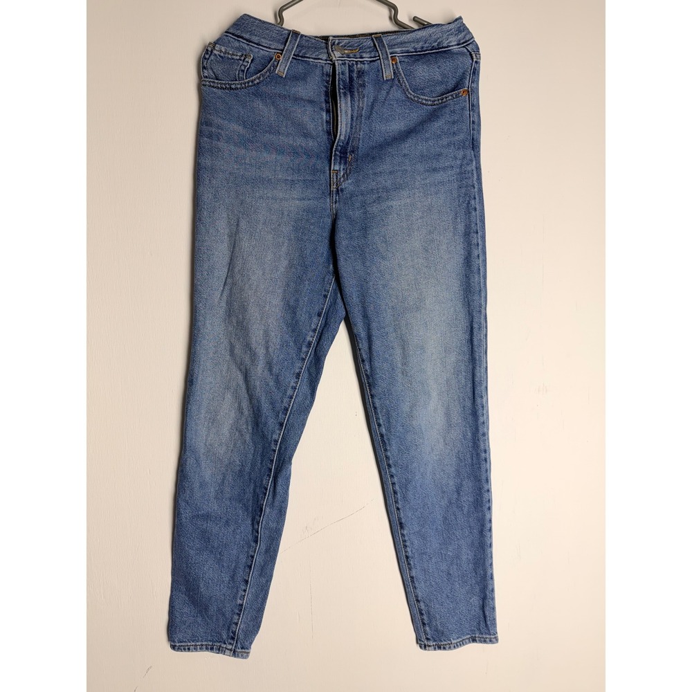 Levi Strauss High Waisted Mom Jeans Blue Denim Tapered Leg Pants Womens 27